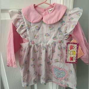 NWT Mayfair vintage pink floral Nannette 2-piece pinafore and dress set